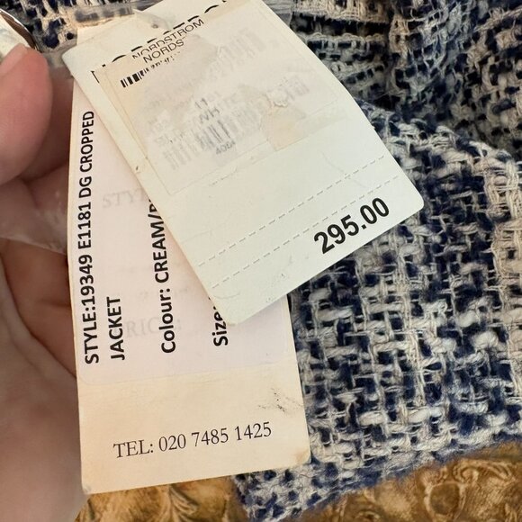 Helene Berman London Navy White Tweed Double Breasted Boucle Blazer Jacket M NWT - Picture 8 of 14